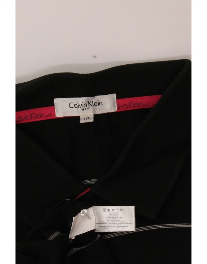 Camisa polo masculina CALVIN KLEIN grande algodão listrado preto