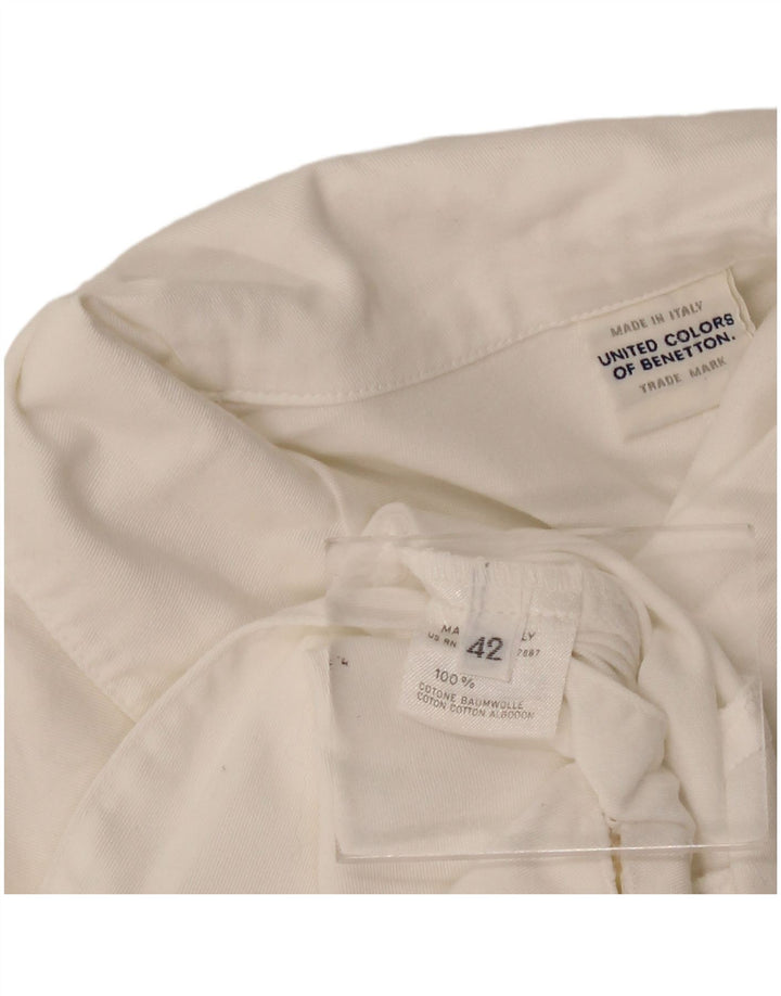 Top cardigã feminino de manga curta Benetton IT 42 algodão branco médio