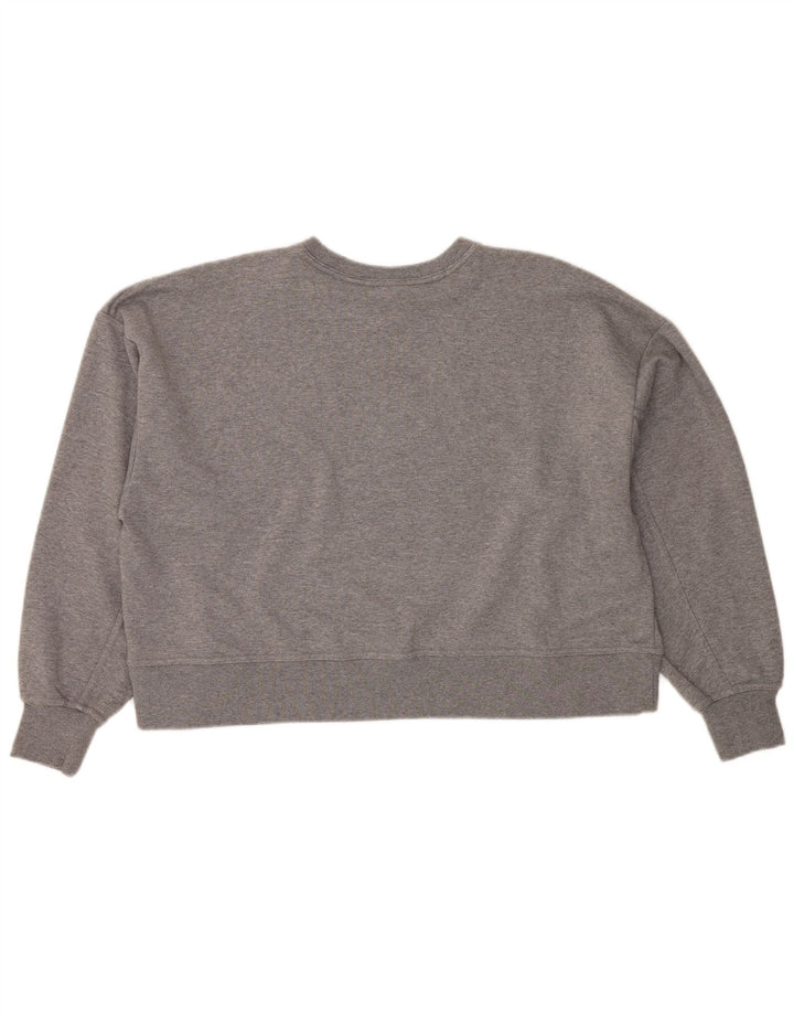 NIKE feminino oversized gráfico crop moletom jumper UK 16 grande cinza