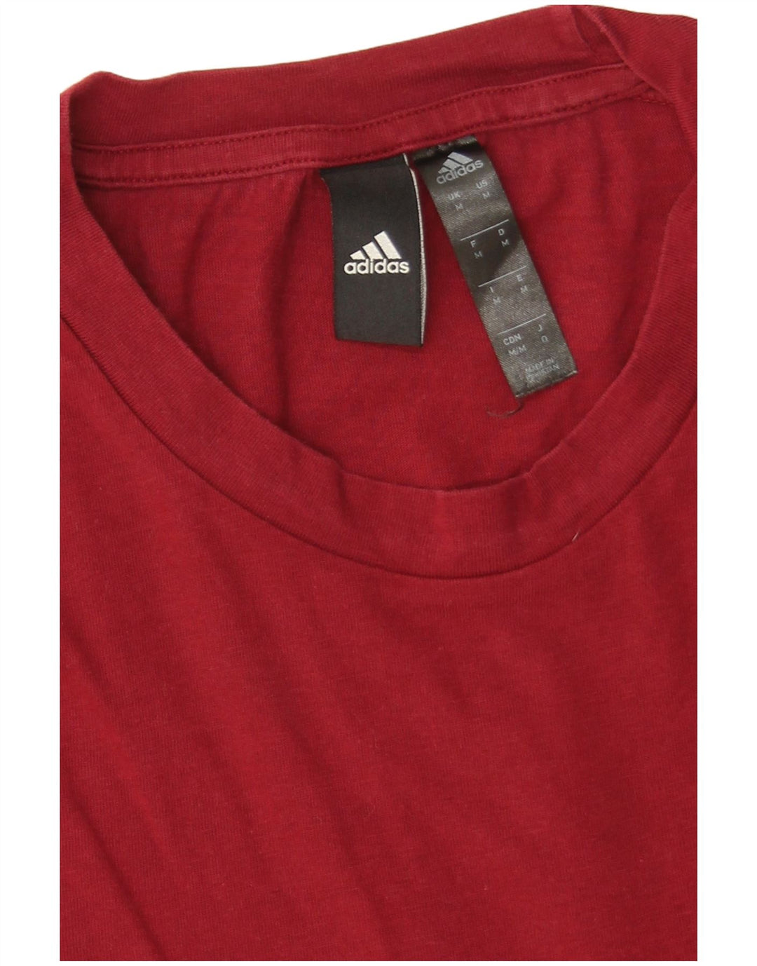 Adidas Mens Camiseta Top Médio Algodão Vermelho