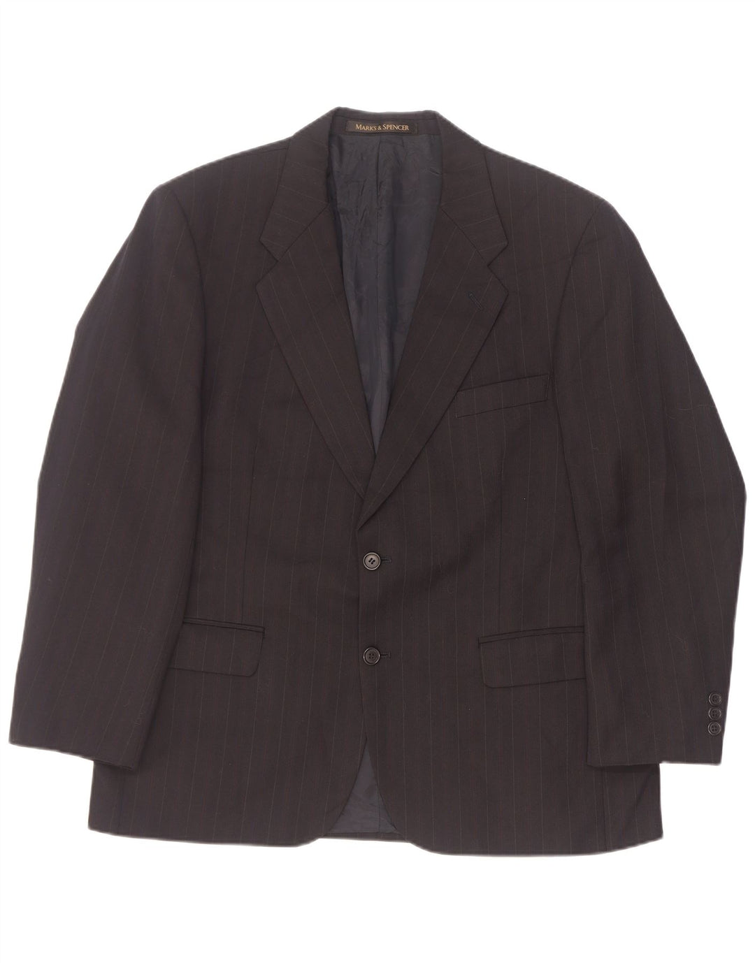 Jaqueta blazer masculina de 2 botões Marks & Spencer EU 52/54 4XL listrada preta