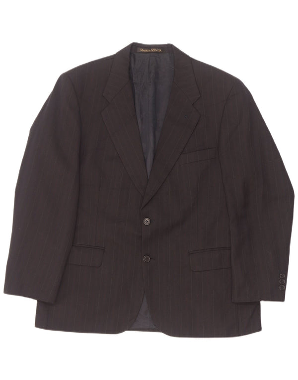 Jaqueta blazer masculina de 2 botões Marks & Spencer EU 52/54 4XL listrada preta
