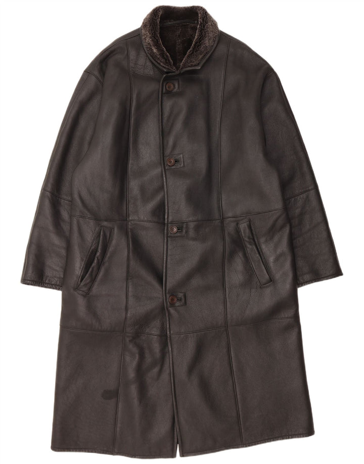 Sobretudo masculino Bugatti Shearling EU 56 3XL couro preto