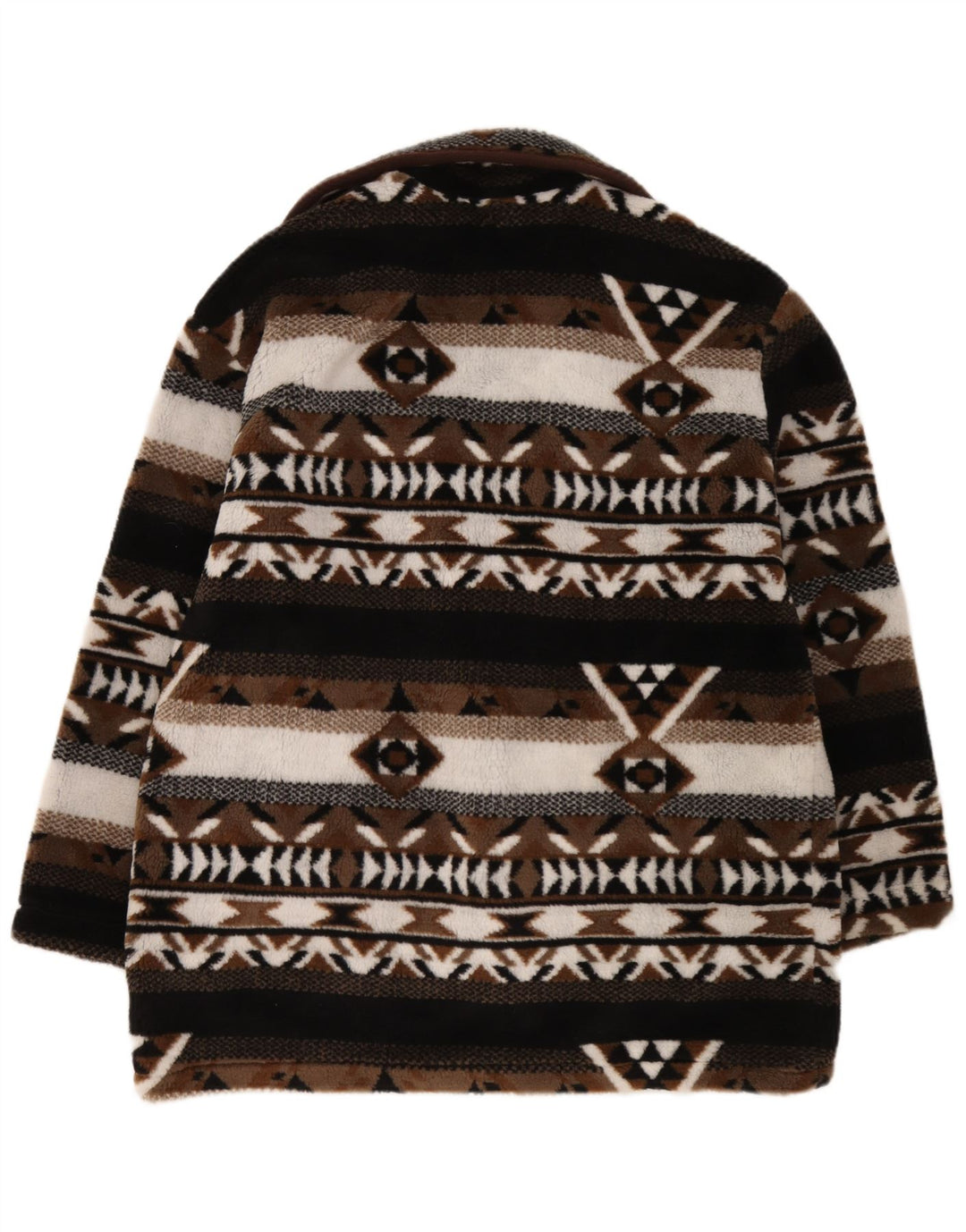 Casaco Duffle de Malha Oversized Feminino Vintage Reino Unido 10/12 Pequeno Marrom Fair Isle