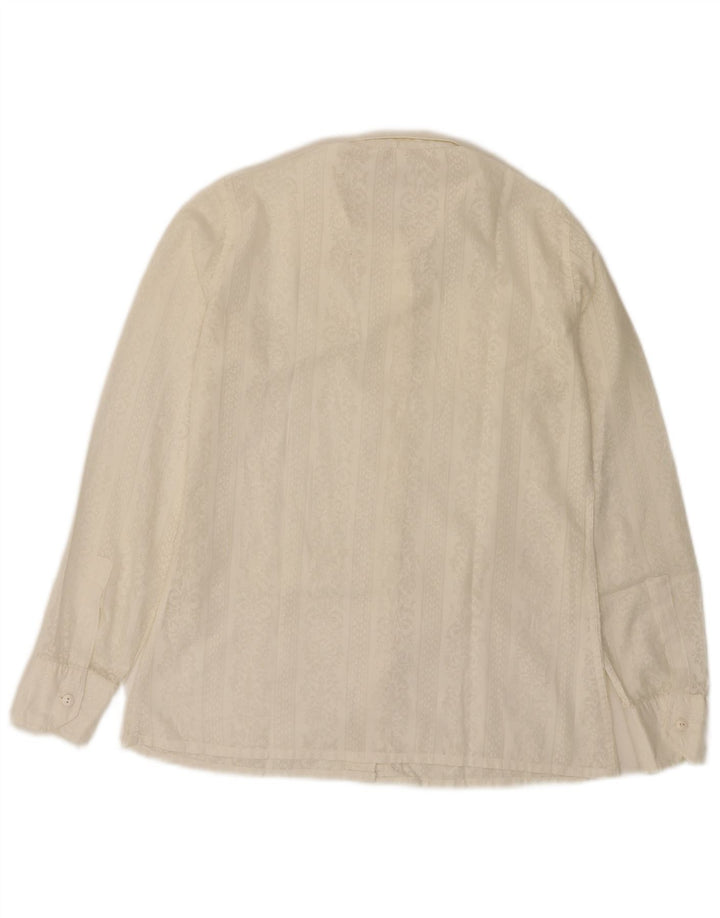Camisa feminina vintage Reino Unido 12 médio branco Paisley