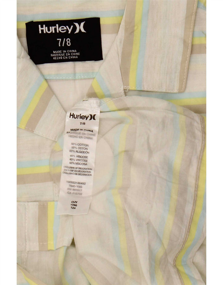 Camisa Hurley Boys manga curta 7-8 anos algodão listrado multicolorido