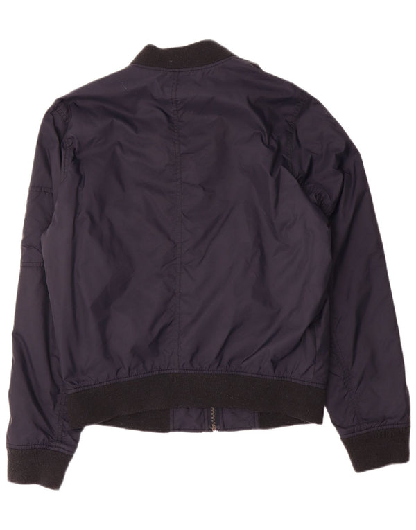 Jaqueta bomber masculina Hollister UK 38 poliéster azul marinho médio