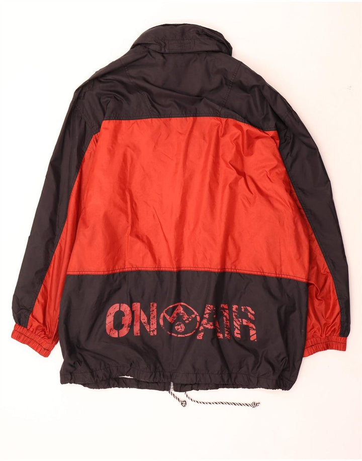 Jaqueta de chuva masculina vintage gráfica UK 42 XL vermelho colorblock poliamida