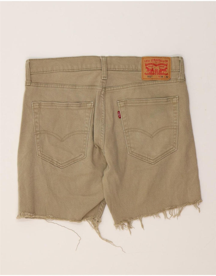 LEVI'S Masculino 512 Shorts Jeans W34 Grande Algodão Cáqui