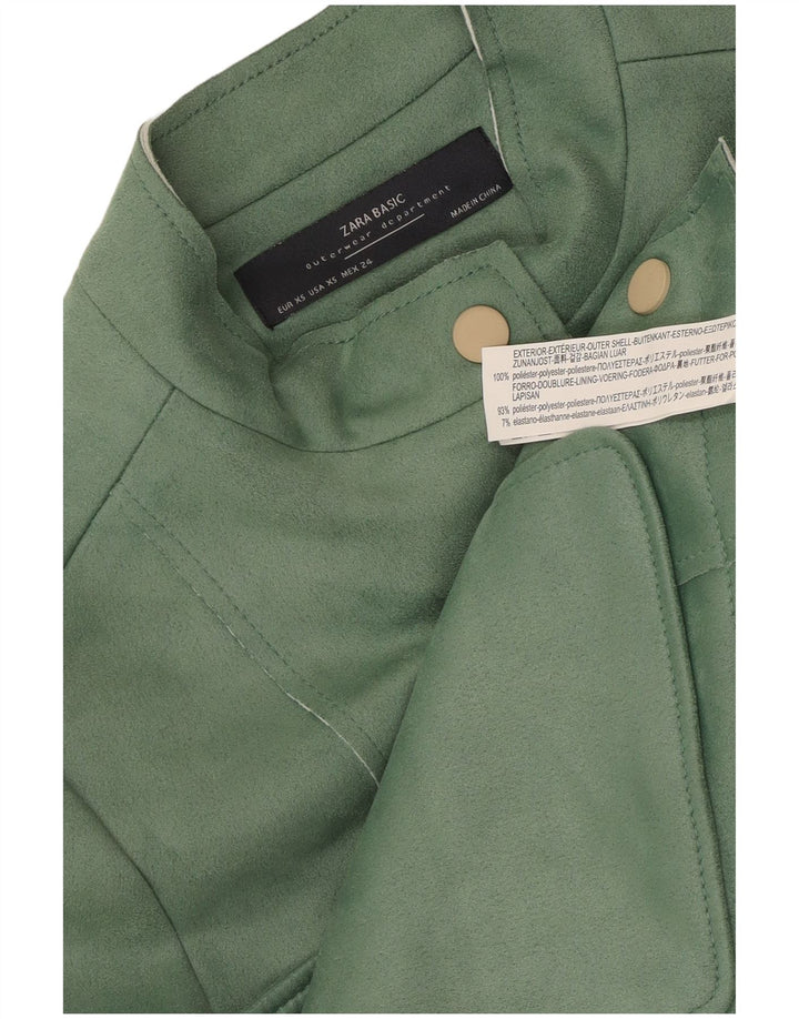 Zara Womens Crop Bomber Jacket UK 6 XS Verde Poliéster