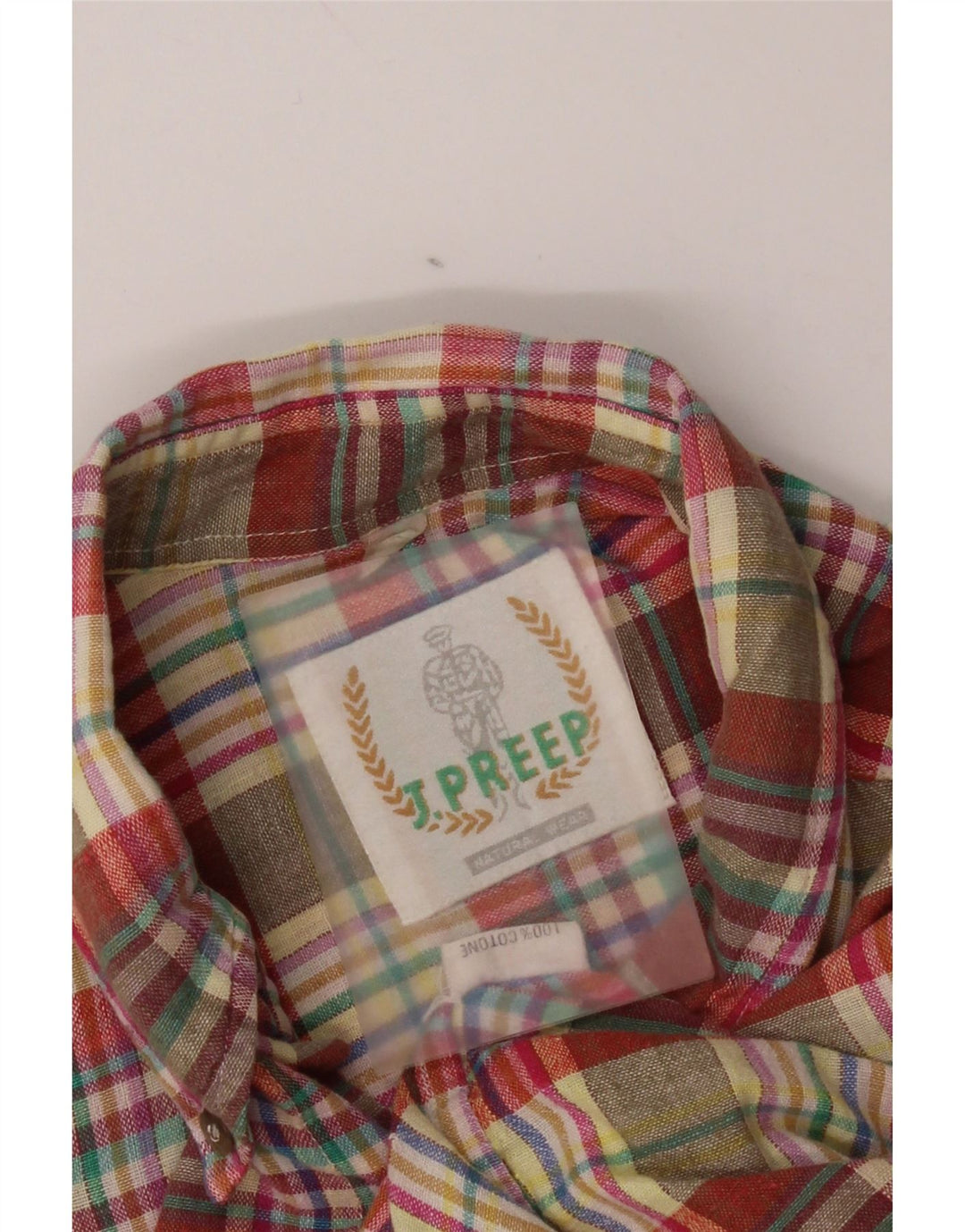 Camisa masculina vintage de manga curta, algodão xadrez médio multicolorido