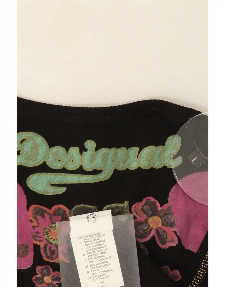 Top colete feminino Desigual UK 14 grande algodão preto