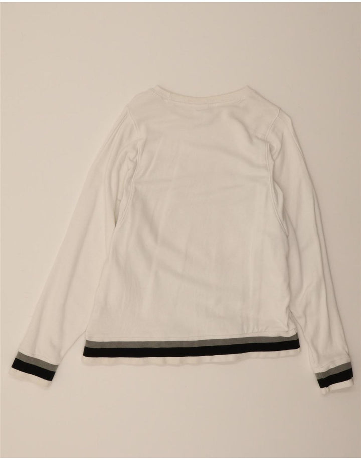 REEBOK Womens Graphic Sweatshirt Jumper UK 16/18 Large White Cotton Vintage Reebok and Second-Hand Reebok from Messina Hembry 
