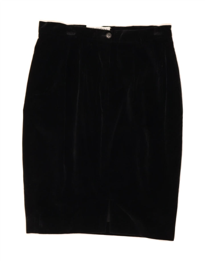 VINTAGE Womens Pencil Skirt IT 44 Medium W28  Black Cotton Vintage Vintage and Second-Hand Vintage from Messina Hembry 