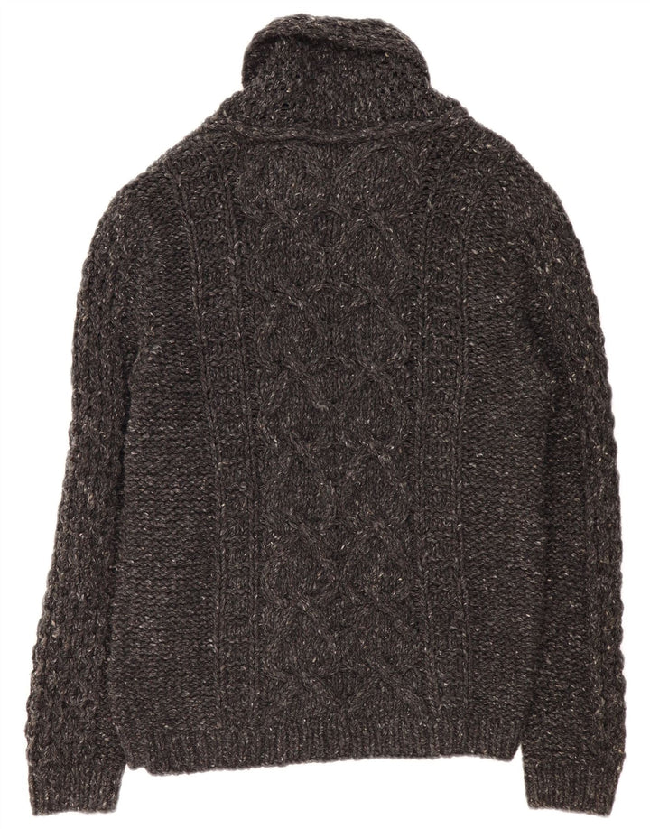 Suéter cardigã masculino DIESEL grande lã manchada cinza