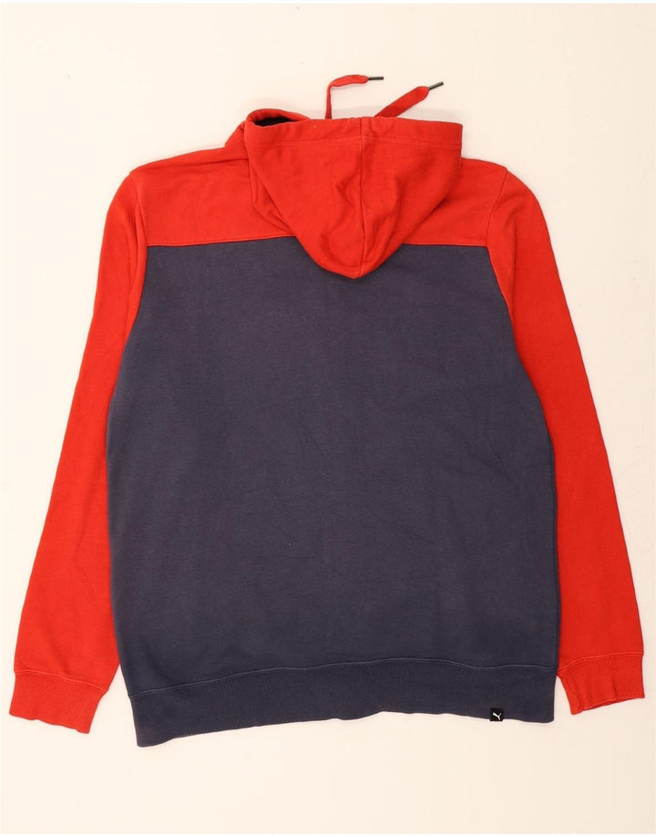 PUMA Mens Zip Hoodie Sweater Large Navy Blue Colourblock Cotton Vintage Puma and Second-Hand Puma from Messina Hembry 