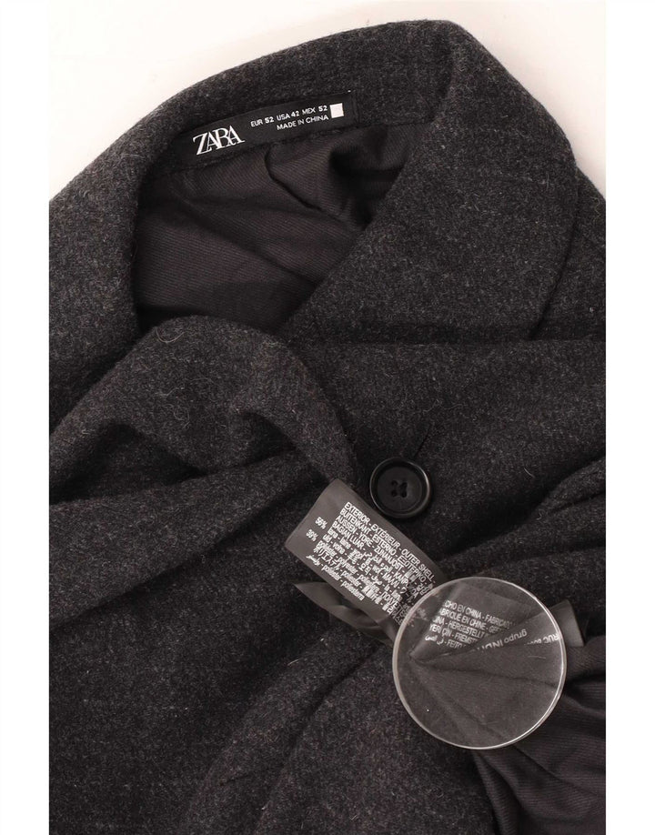 Jaqueta blazer masculina Zara com 2 botões EU 52 lã listrada cinza grande