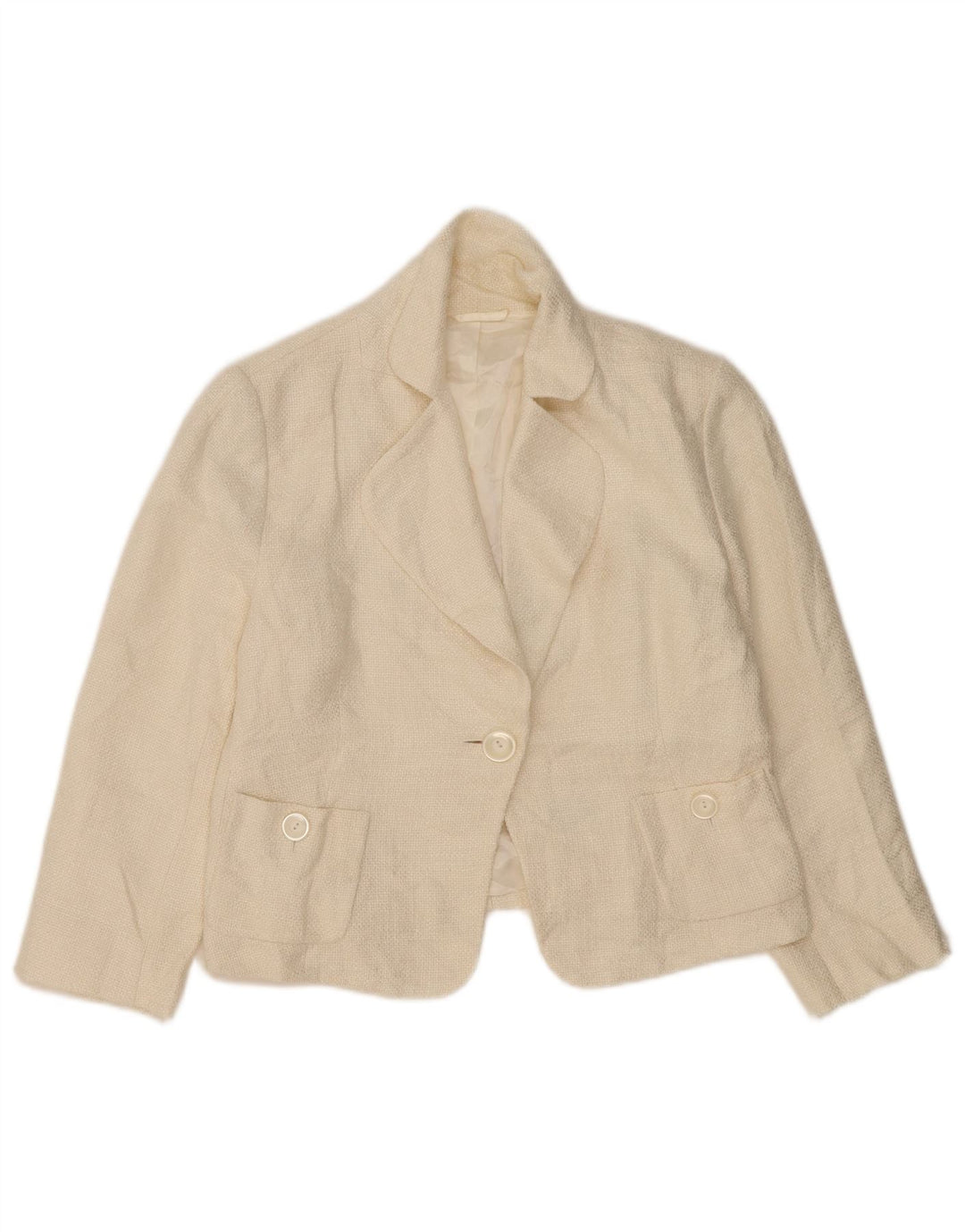 Jaqueta blazer feminina Hobbs manga 3/4 Reino Unido 14 médio off white viscose