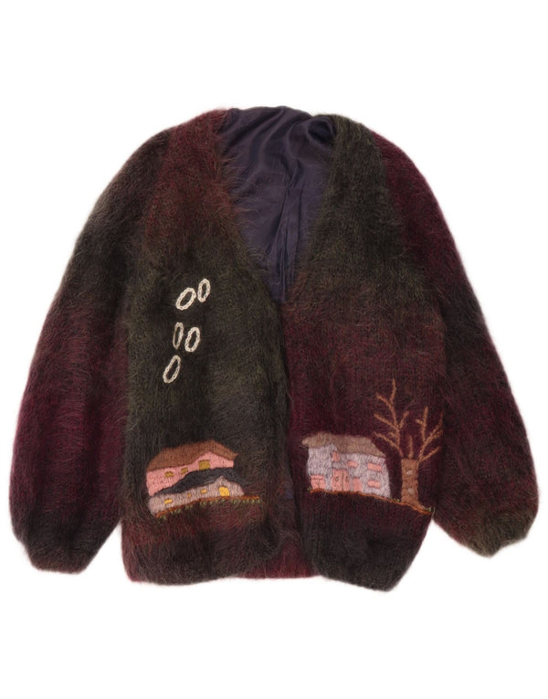 Suéter feminino vintage com estampa gráfica UK 20 2XL Borgonha Colorblock