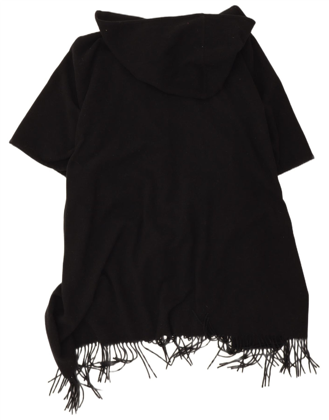 Casaco poncho com capuz feminino Easy Comfort, tamanho único, lã preta