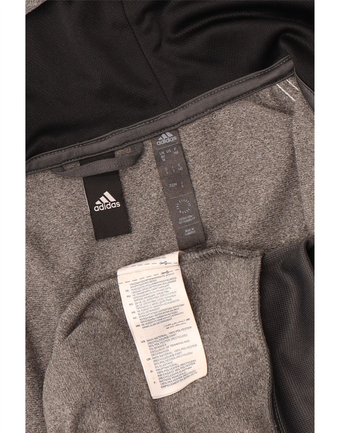 Adidas Mens Zip Hoodie Sweater UK 34/36 Pequeno Cinza Poliéster