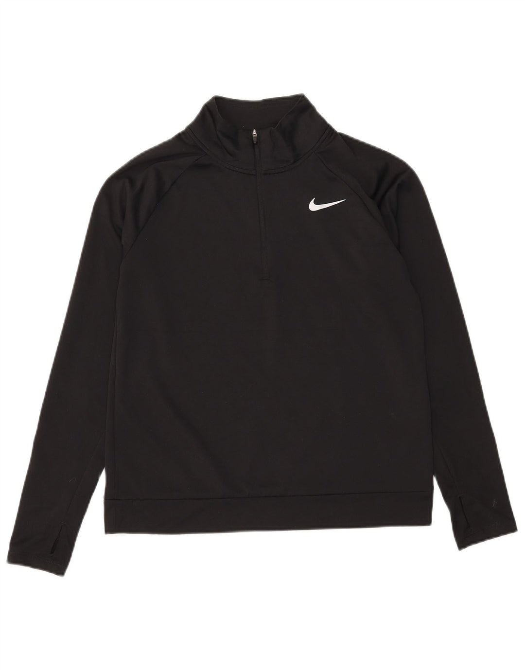 NIKE Womens Dri Fit Zip Neck Pullover Treino Top Reino Unido 10 Pequeno Preto