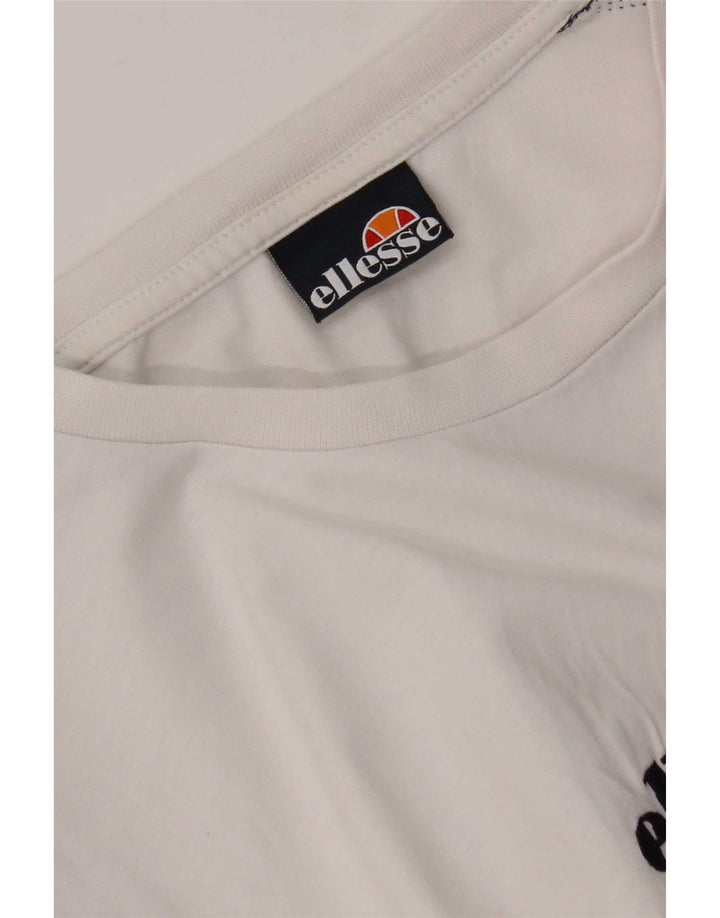 Ellesse Camiseta masculina gráfica Top pequeno bloco colorido branco