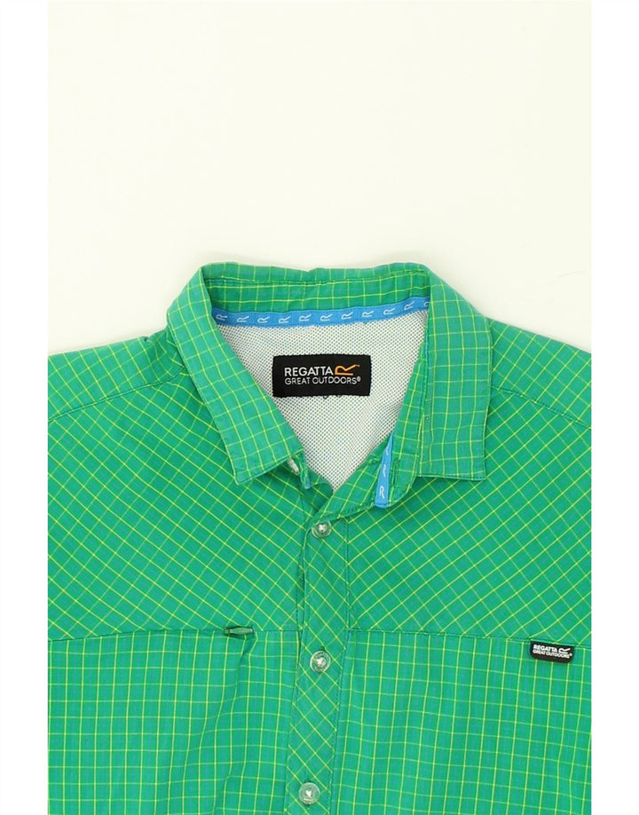 REGATTA Mens Short Sleeve Shirt Medium Green Check Cotton Vintage Regatta and Second-Hand Regatta from Messina Hembry 