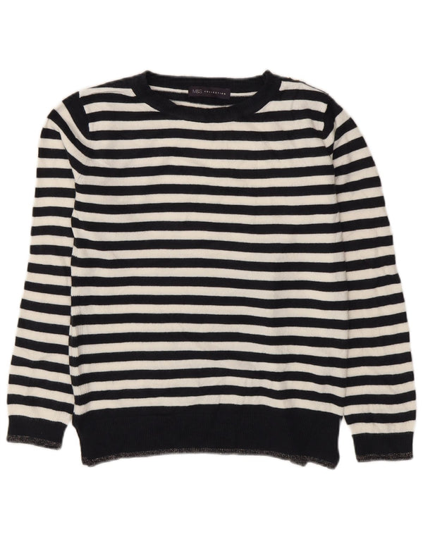 Suéter feminino Marks & Spencer com gola canoa Reino Unido 8 pequeno azul marinho