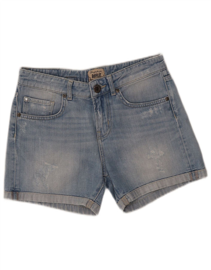 Shorts jeans feminino Rifle desgastado W25 XS algodão azul