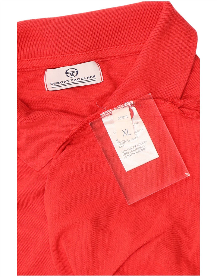 SERGIO TACCHINI Camisa polo masculina de manga comprida XL algodão vermelho