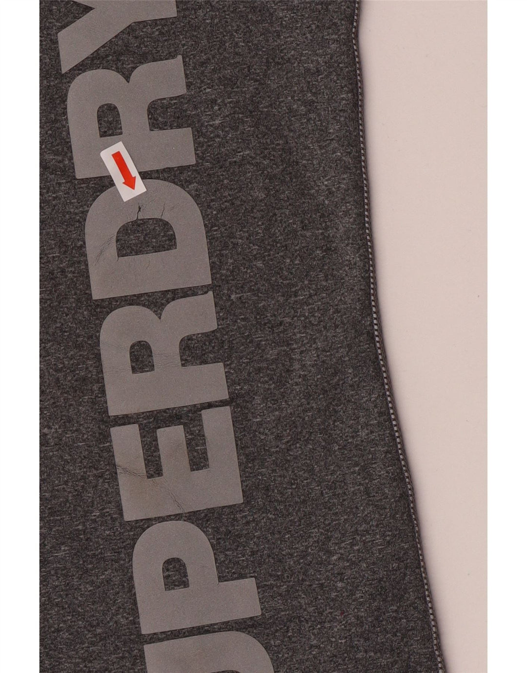 Camiseta feminina Superdry com estampa gráfica UK 14 grande poliéster manchado cinza