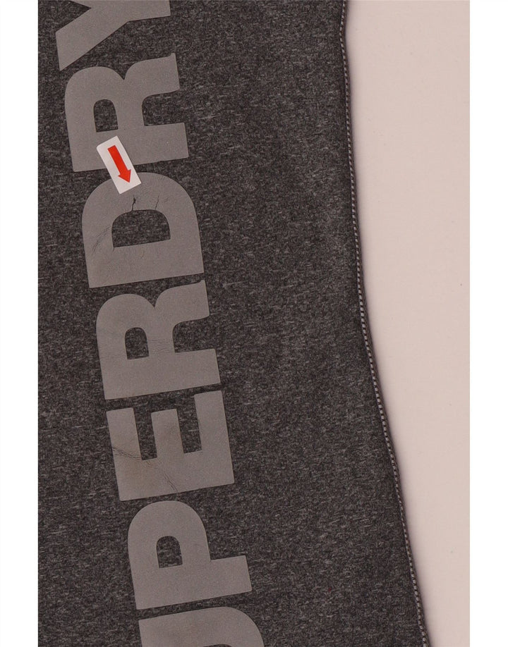 Camiseta feminina Superdry com estampa gráfica UK 14 grande poliéster manchado cinza