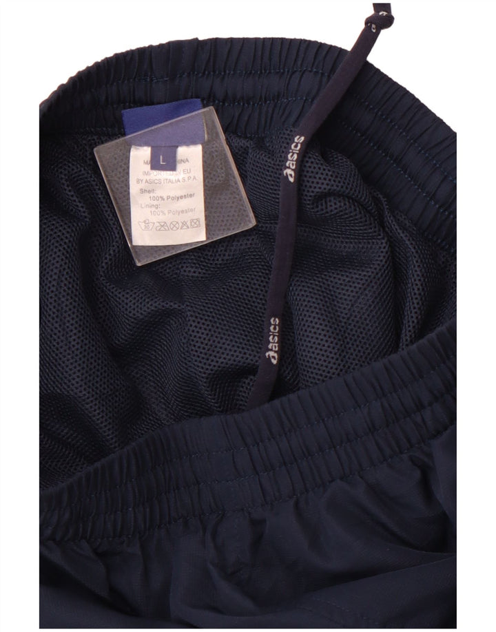 Calça de treino feminina ASICS UK 14 grande poliéster azul marinho