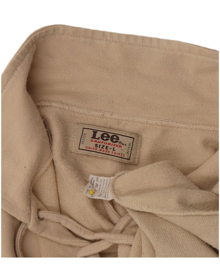 Camisa polo masculina de manga comprida Lee grande algodão bege