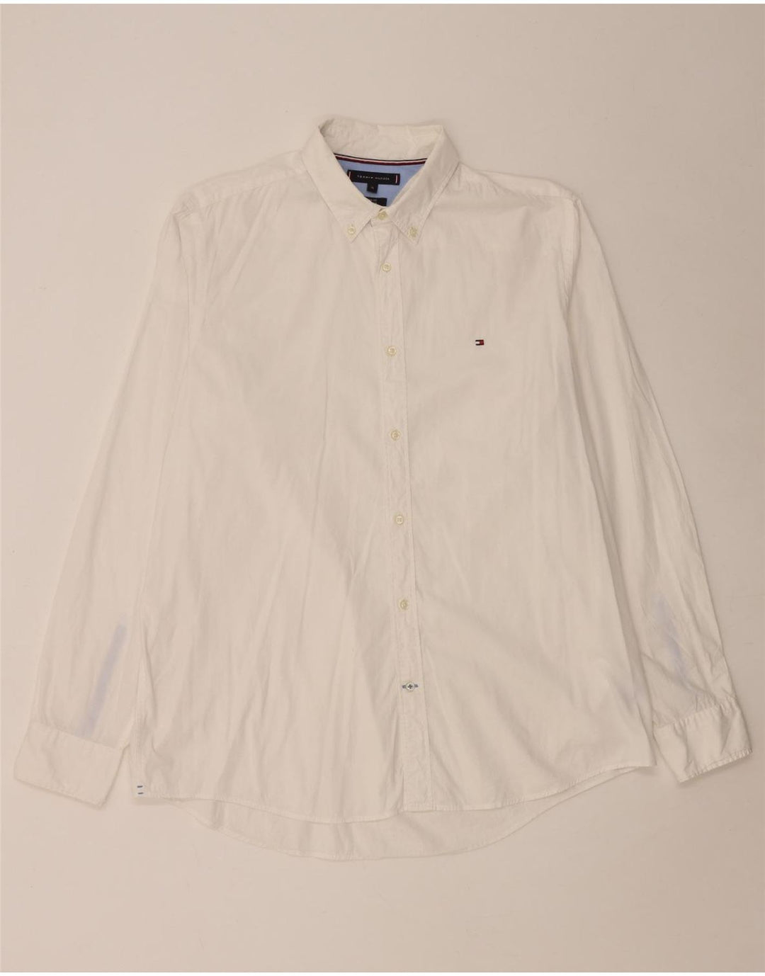 Tommy Hilfiger Mens Slim Fit Camisa XL Algodão Branco