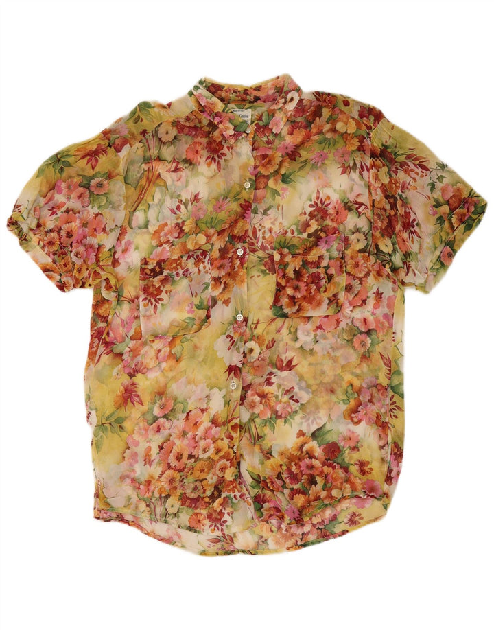 Blusa feminina de manga curta BENETTON IT 46 grande floral multicolorida