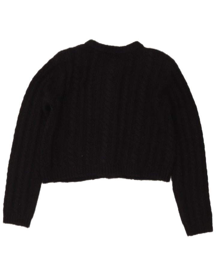 Suéter cardigã feminino Massimo Dutti crop oversized Reino Unido 10 pequeno preto