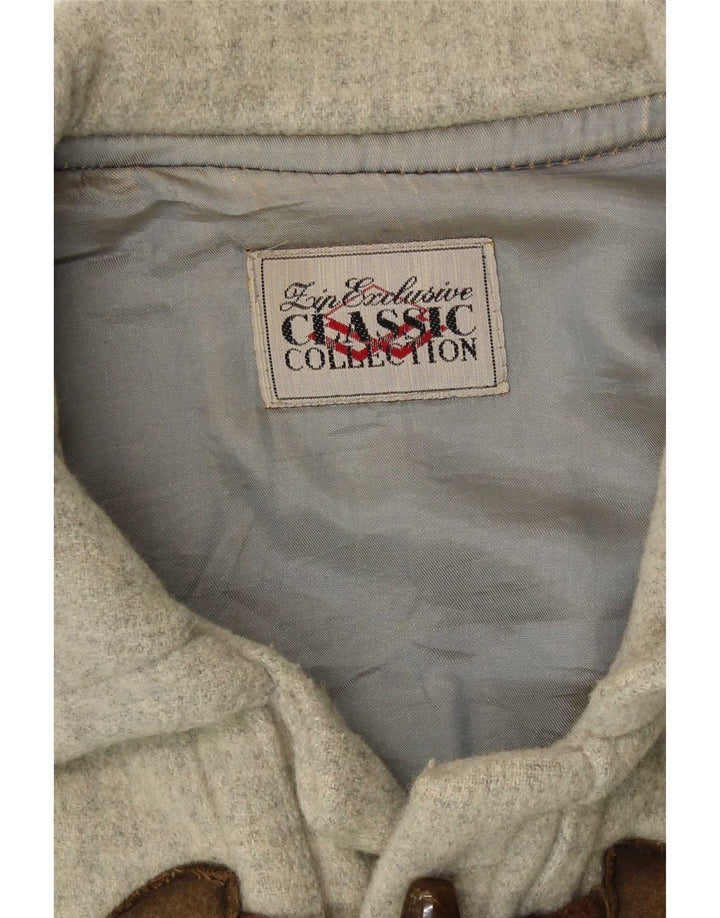 Zip Mens Duffle Coat UK 42 XL Lã Verde
