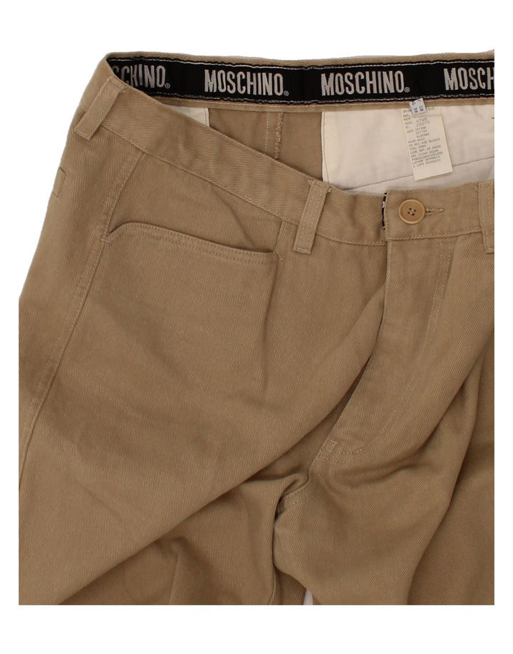 MOSCHINO Mens Slim Casual Trousers W38 L30 Beige Cotton Vintage Moschino and Second-Hand Moschino from Messina Hembry 