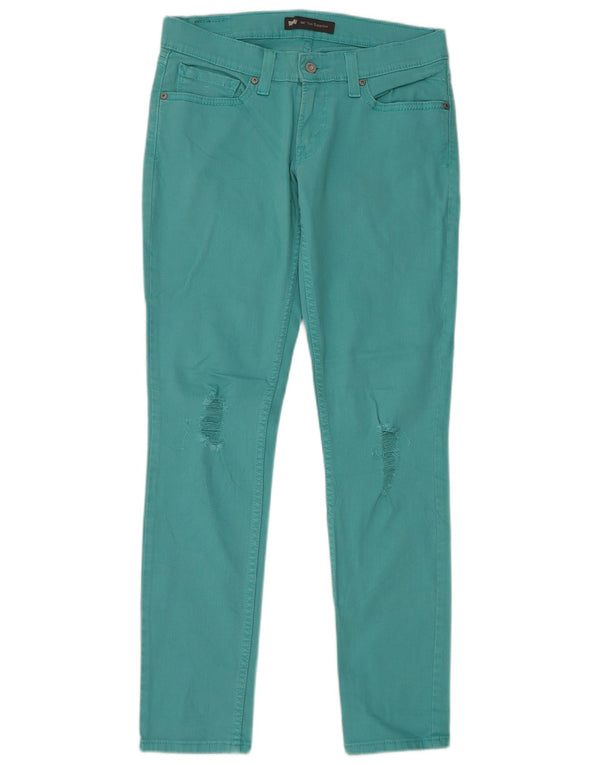 Calça Jeans Levis Feminina 524 Distressed Super Low Skinny W28 L32 Algodão Verde
