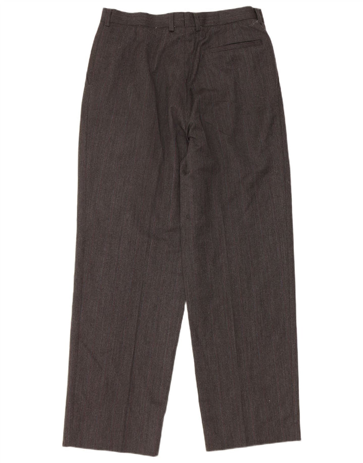 Calça chino reta masculina Marks & Spencer W34 L31 lã cinza