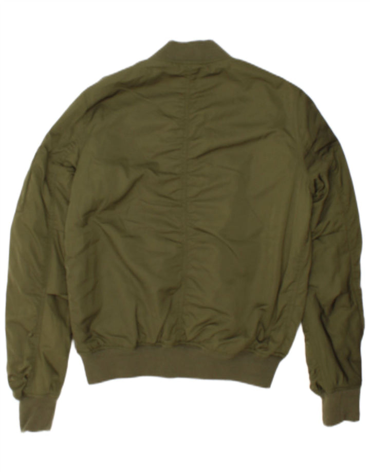 Jaqueta bomber feminina Topshop Reino Unido 8 poliéster cáqui pequeno