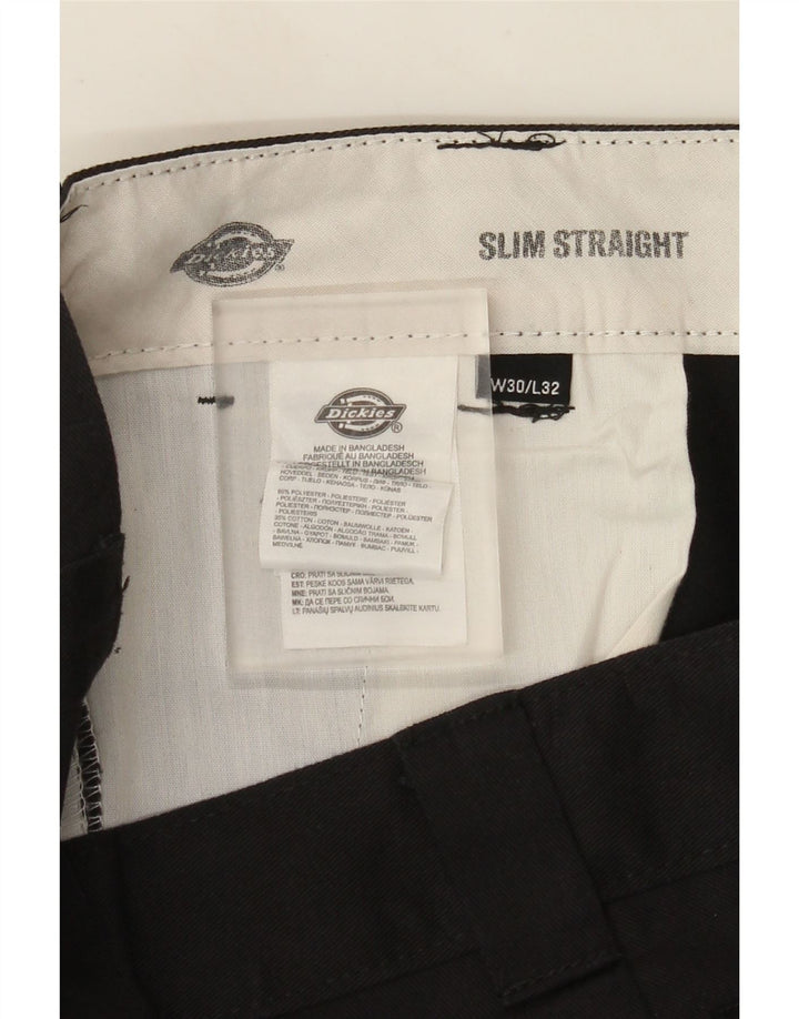 Calças Chino masculinas Dickies Slim Straight W30 L32 poliéster preto