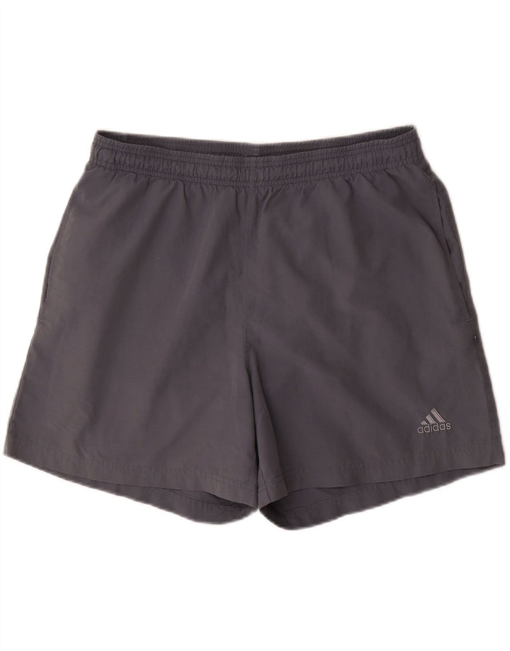 Shorts esportivos masculinos Adidas grande poliéster cinza