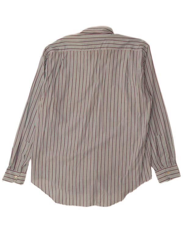 Camisa masculina Cerruti 1881 tamanho 40 15 3/4 médio azul listrado algodão clássico