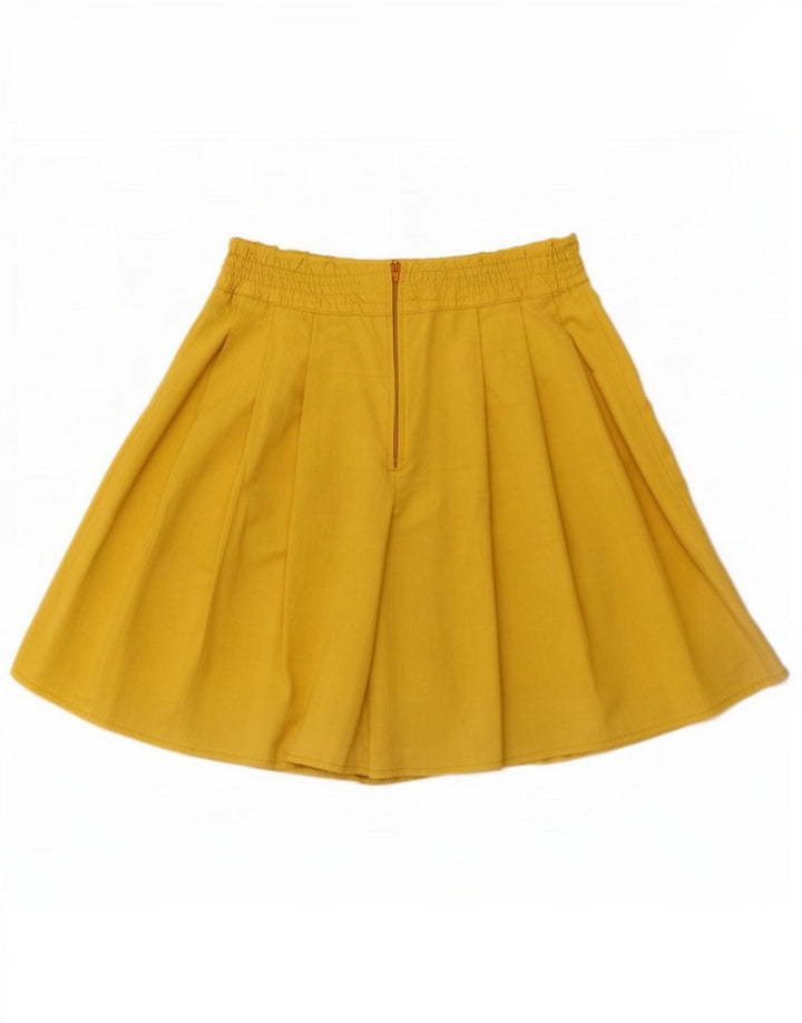 Mini saia skort feminina vintage W26 pequena viscose amarela