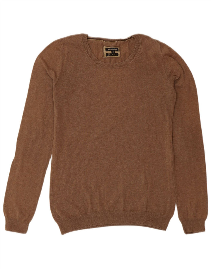 Suéter feminino Massimo Dutti com gola redonda Reino Unido 12 marrom médio