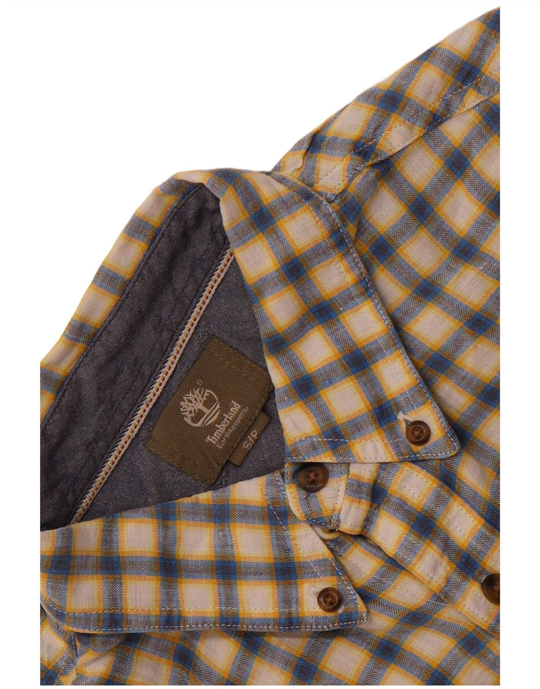 Camisa masculina Timberland Earthkeepers de manga curta pequena xadrez amarela