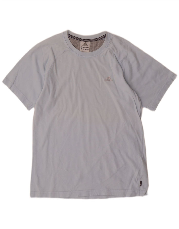 Adidas Mens Camiseta Top Pequeno Algodão Azul
